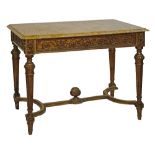 Early 20th Century Continental carved giltwood and gesso rectangular centre table having veined