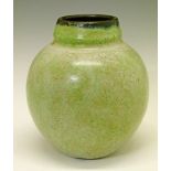 Emile Decoeur (1876-1953) - Ovoid pottery vase having a crackled and mottled pale green and brown