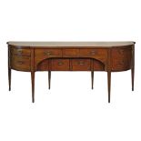 George III mahogany kneehole sideboard fitted one long frieze drawer with two fall flaps to the
