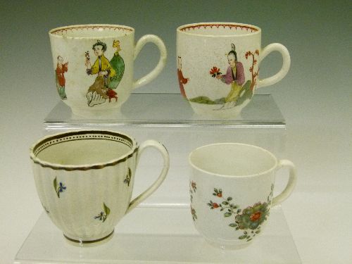Two 18th Century English coffee cups having polychrome painted decoration depicting Chinese figures, - Image 2 of 6