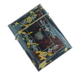 Victorian tortoiseshell visiting card case having mother-of-pearl inlaid foliate decoration, 8cm