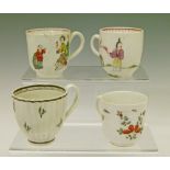 Two 18th Century English coffee cups having polychrome painted decoration depicting Chinese figures,