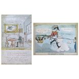 Early 19th Century caricature watercolour - 'A Late Scene At Swanage', dated 1827, 38.5cm x 23cm