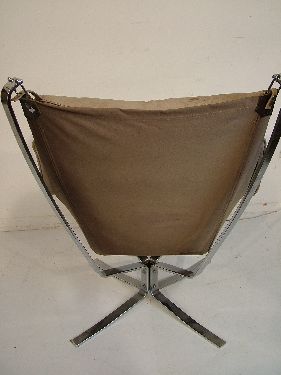 Modern Design - Sigurd Ressell - Falcon easy chair having a chrome frame and brown leather - Image 3 of 6