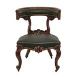 Victorian carved mahogany tub shaped elbow chair standing on cabriole supports  Condition: Please