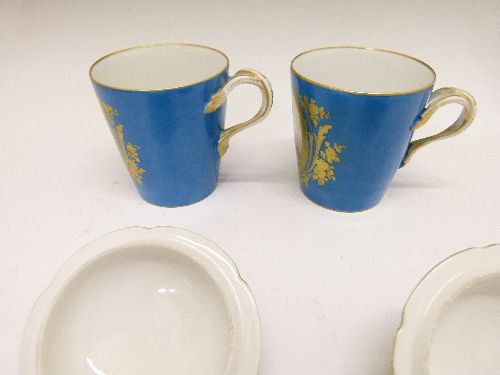 Pair of 19th Century Sevres style trembleuse chocolate cups and saucers, the cups with oval - Image 7 of 7
