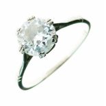 Diamond single stone ring, the brilliant cut of approximately 1.46 carats calculated, the white