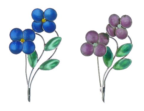 Bernard Instone - Collection of enamel jewellery, comprising: two flower head link bracelets and two - Image 8 of 8