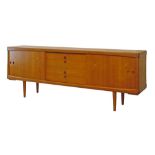 Modern Design - H.W. Klein for Bramin - Long teak sideboard fitted two sliding doors and four