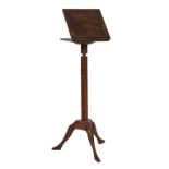 19th Century mahogany square top telescopic reading table standing on an hexagonal pillar and