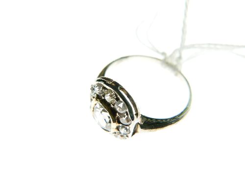 Diamond cluster ring, set to the centre with an oval rose cut diamond enclosed by twelve old cut - Image 3 of 3