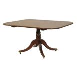 Regency rosewood crossbanded mahogany rectangular snap top breakfast table standing on a turned