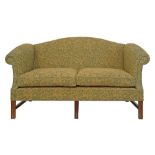 Georgian style three seater sofa standing on mahogany square moulded supports  Condition: Please see