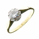 Diamond single stone ring, stamped '18ct' and 'Plat', the mirror set brilliant cut of