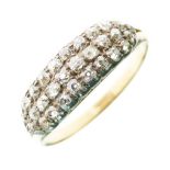 Victorian three row diamond cluster ring, set with thirty old cuts totalling approximately 0.55
