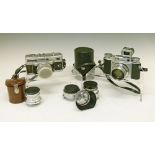 Cameras - Voigtlander Prominent I, circa 1955, with Turnit view finder, Skoparon 35mm, Noktor 50mm