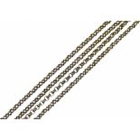 Guard chain, tagged '9ct', of round faceted belcher links, 146cm long, 30.5g gross  Condition: **