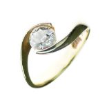 Diamond single stone ring, the old cut brilliant of approximately 0.5 carats to a yellow crossover