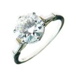 Diamond single stone ring, the transitional brilliant cut of approximately 1.5 carats, between