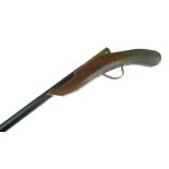 Unusual walking stick in the form of a sporting gun, 97cm overall, solid stick 80cm with