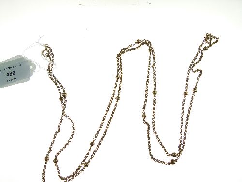 Guard chain, indistinctly tagged, of round faceted belcher links interspaced with faceted beads, - Image 2 of 4