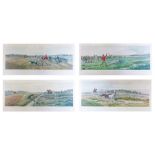 Set of four 19th Century coloured engravings - Hare Coursing, after Edward A.S. Douglas, engraved by