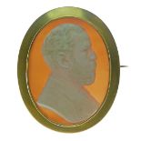 19th Century shell cameo brooch, signed to the reserve 'Siotto Roma' for Pio Siotto, depicting a