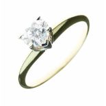 Heart shaped diamond single stone ring, the diamond of approximately 0.5 carats, the yellow shank