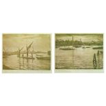 Christopher Richard Wynne Nevinson (1889-1946) - Two signed sepia photogravures - The Thames At