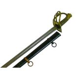 French heavy cavalry troopers sword of the Napoleonic period, with brass three bar hilt, leather