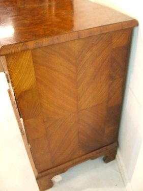 Antique figured and burr walnut veneered chest fitted two short and three long graduated drawers, - Image 3 of 7