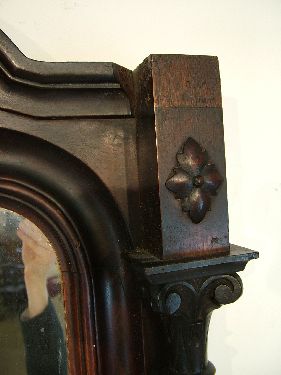 Large late Victorian full length mirror having an arch shaped plate flanked by turned and fluted - Image 6 of 8
