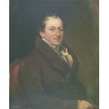 Early 19th Century English School - Oil on canvas - Half length portrait of a gentleman wearing a