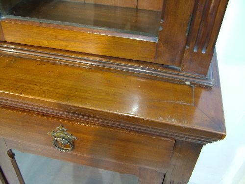Victorian walnut Gothic design two section library bookcase, the upper section having a moulded - Image 5 of 6