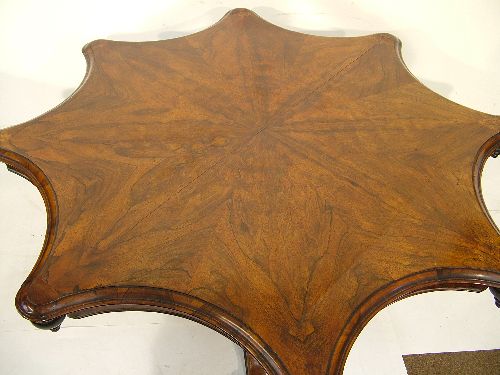 Victorian rosewood snap top centre table, the top of inverted octagonal form and standing on a - Image 2 of 7