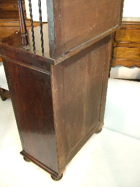 Early Victorian rosewood chiffonier, the raised back fitted open shelves supported by turned - Image 5 of 5