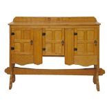 Tom 'Gnome Man' Whittaker of Littlebeck - Oak sideboard, the low raised back having a carved thistle