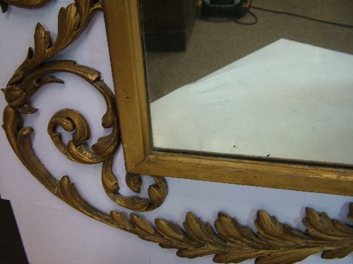 19th Century Adam style wall mirror, the rectangular plate with gilt gesso foliate scrolls, - Image 5 of 5