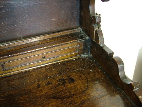 19th Century oak high dresser, the plate rack with moulded cornice, shaped apron below and fitted - Image 5 of 8