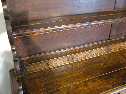 19th Century oak high dresser, the plate rack with moulded cornice, shaped apron below and fitted - Image 3 of 8