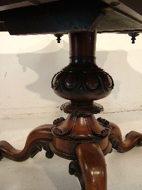 Victorian rosewood snap top centre table, the top of inverted octagonal form and standing on a - Image 4 of 7