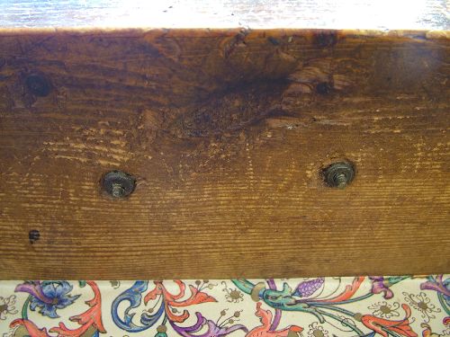 Antique chest having an oak top, pine sides and fitted two short and three long walnut veneered - Image 6 of 8