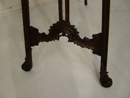 Carved mahogany and beech floor standing easel standing on scroll supports, overall height 166cm - Image 4 of 6