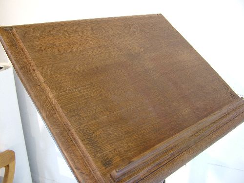 Victorian oak Gothic design lectern standing on a turned and reeded pillar and carved - Image 4 of 4