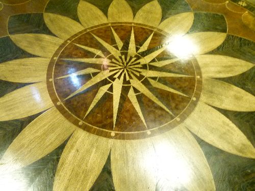 Elaborate parquetry inlaid circular snap top dining table standing on a turned pillar and - Image 2 of 6