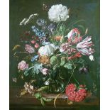 F. van Balen (20th Century) - Oil on canvas - 17th Century style still-life with flowers, signed,