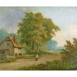 Attributed to James Stark (1794-1859) - Oil on canvas - Rural landscape with a figure on a lane,