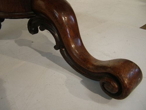 Victorian rosewood snap top centre table, the top of inverted octagonal form and standing on a - Image 5 of 7