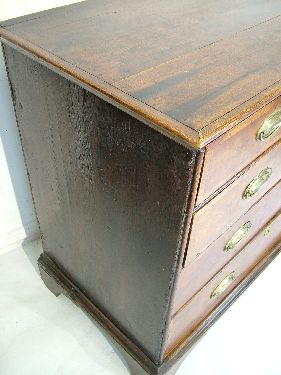 Antique chest having an oak top, pine sides and fitted two short and three long walnut veneered - Image 4 of 8