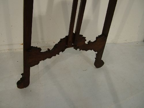 Carved mahogany and beech floor standing easel standing on scroll supports, overall height 166cm - Image 6 of 6